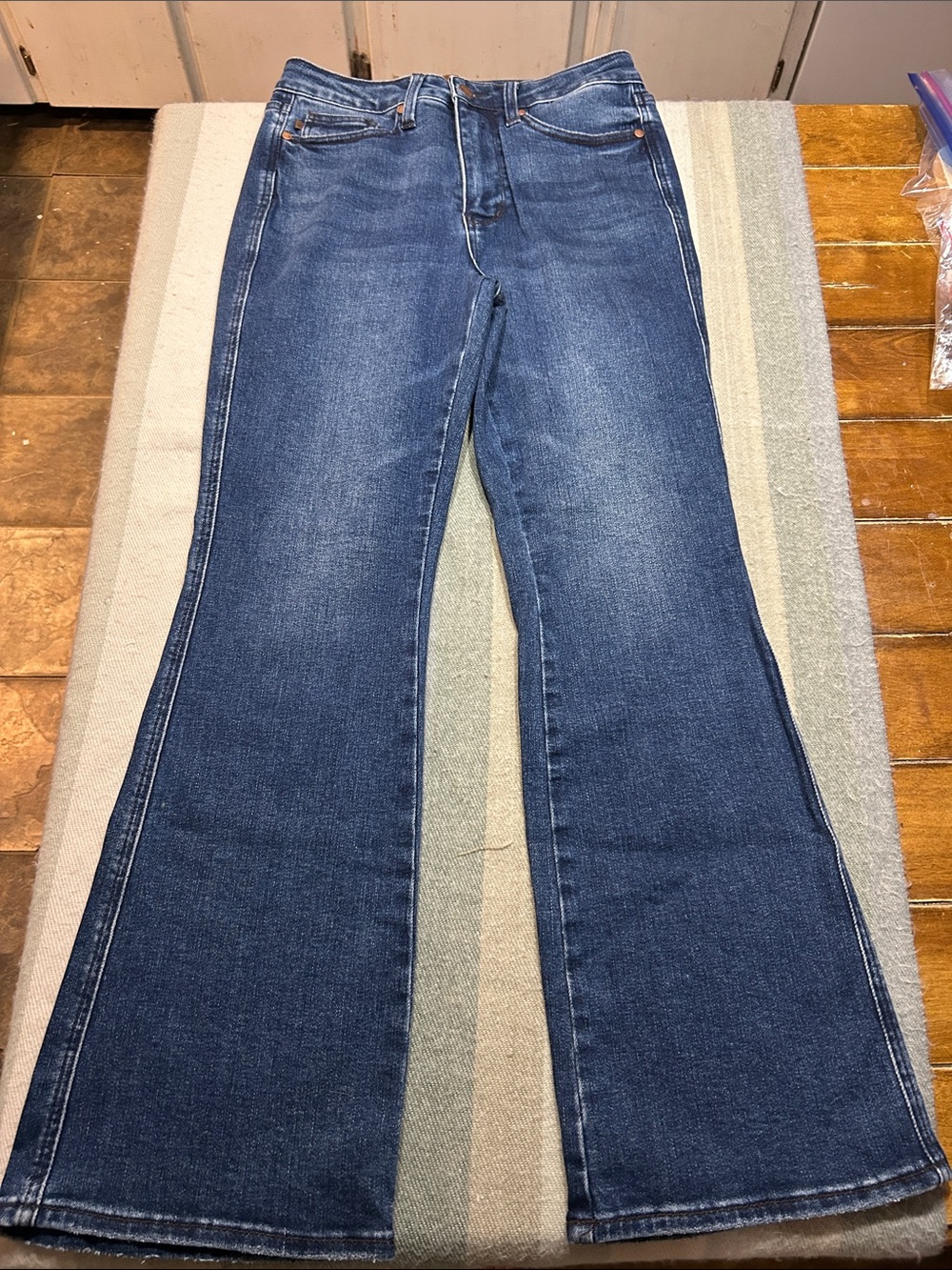 Judy Blue Dark Blue Flare Wide-Leg Jeans 7/28